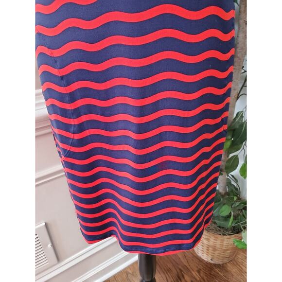 Tommy Bahama Red Navy Blue Sea Swell Split Neck Spa Dress Tassel Ties Size Small - Picture 4 of 13